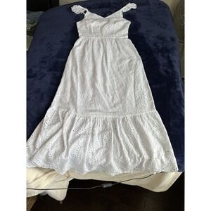 Sincerely Jules Sundress Maxi Eyelet Butterfly Sleeves pullover White  Medium